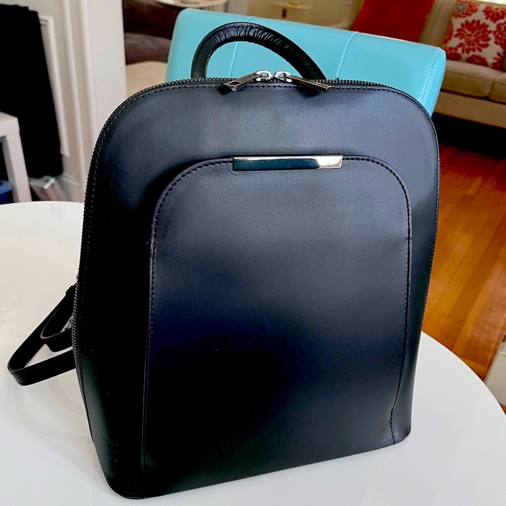Gorgeous black leather backpack